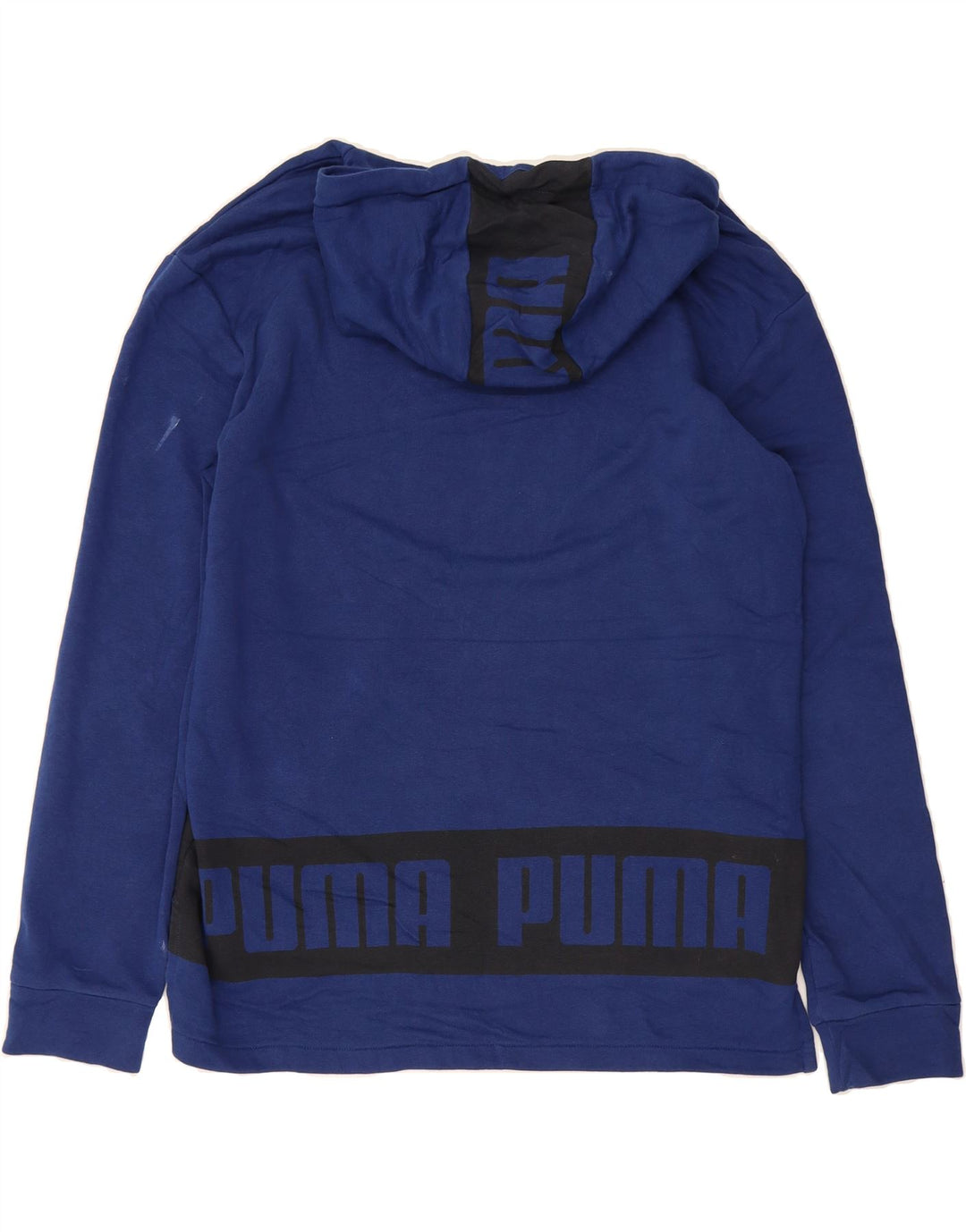 PUMA Mens Graphic Hoodie Jumper Large Blue Vintage Puma and Second-Hand Puma from Messina Hembry 