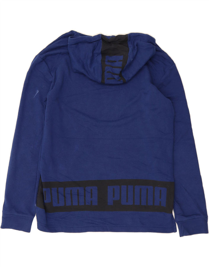 PUMA Mens Graphic Hoodie Jumper Large Blue Vintage Puma and Second-Hand Puma from Messina Hembry 