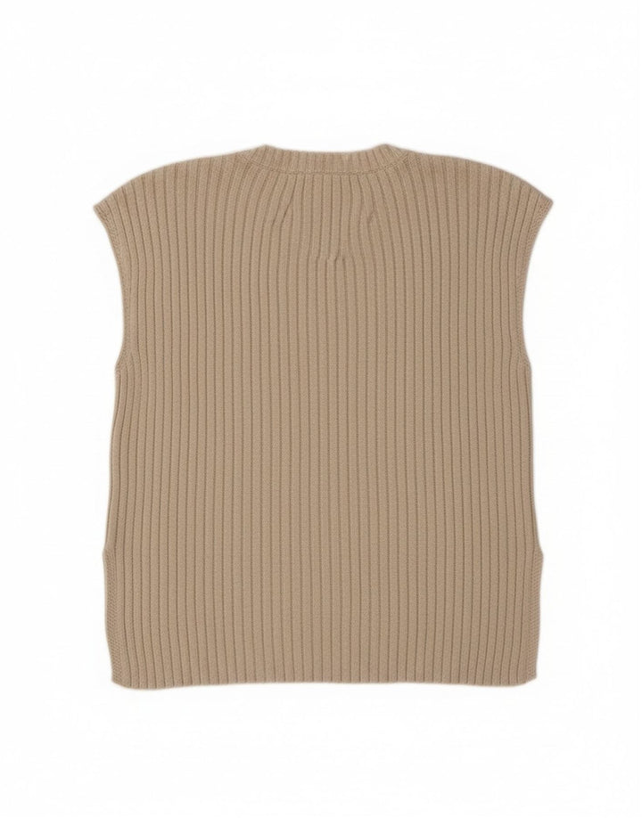 Zara Womens Vest Tank Top UK 16 Large Beige Polyester