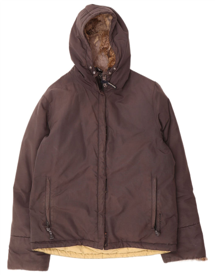 Woolrich Womens Hooded Padded Jacket UK 16 Large Brown