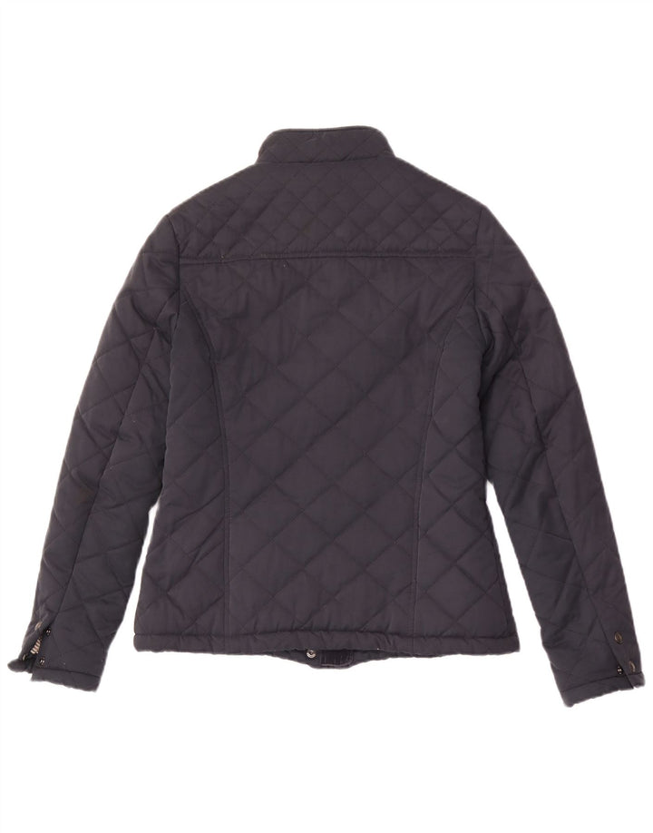 Fat Face Womens Quilted Jacket UK 8 Small Navy Blue Polyester