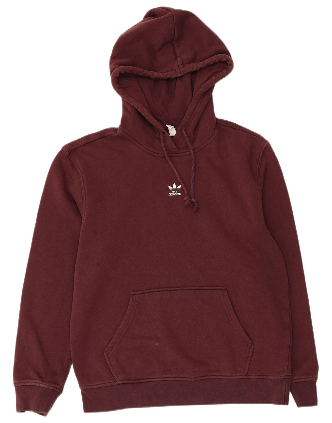 ADIDAS Womens Oversized Hoodie Jumper UK 10 Small Burgundy Cotton