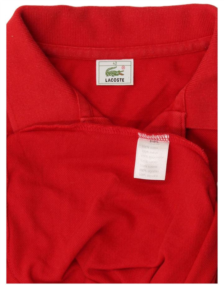 Lacoste Womens Sleeveless Polo Shirt Size 42 Large Red Cotton