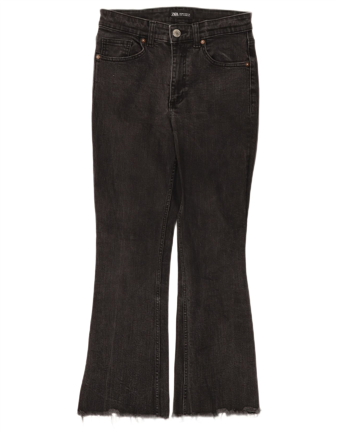 ZARA Womens Flared Jeans EU 38 Small W28 L25 Black Cotton