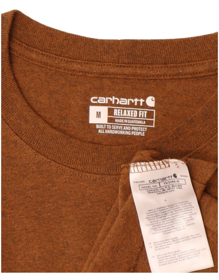 CARHARTT Mens Relaxed Fit T-Shirt Top Medium Brown Flecked Cotton