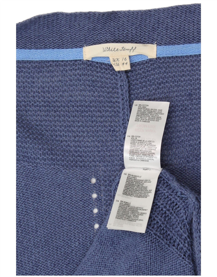 White Stuff Womens Open Cardigan Sweater UK 16 Large  Blue Cotton