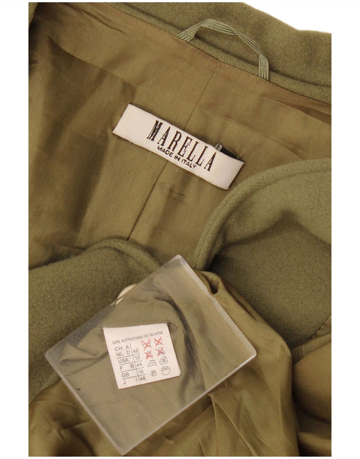 Marella Womens 1 Button Blazer Jacket UK 16 Large Khaki Cashmere