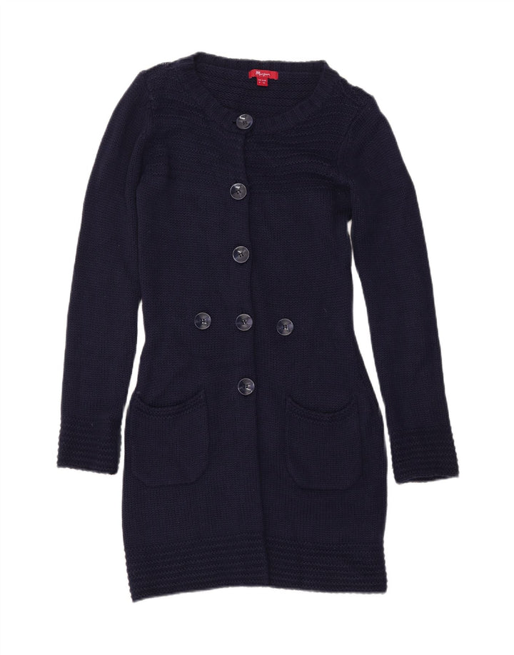 MONSOON Womens Longline Cardigan Sweater UK 8 Small  Navy Blue Acrylic