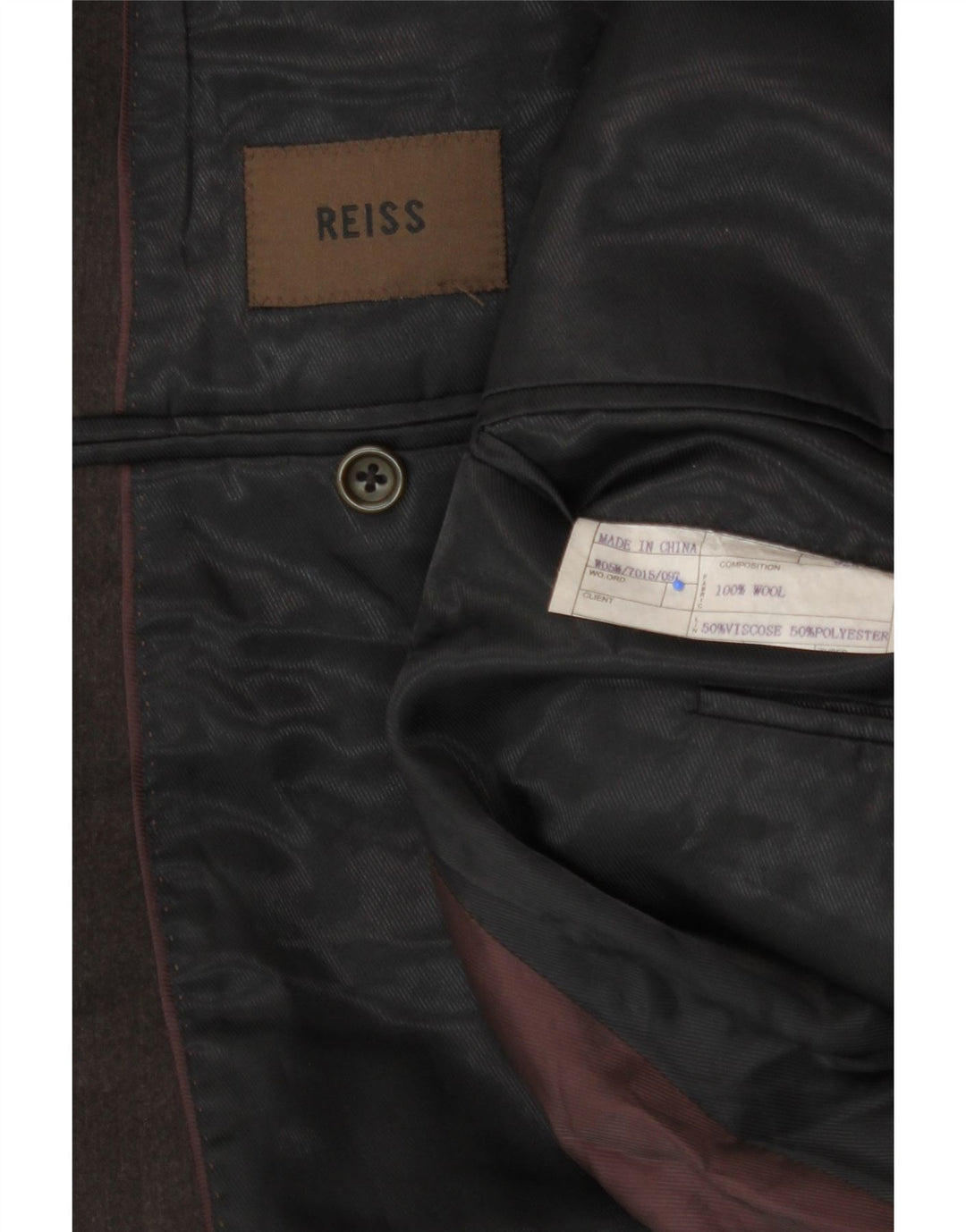 REISS Mens 2 Button Blazer Jacket UK 38 Medium Brown Wool