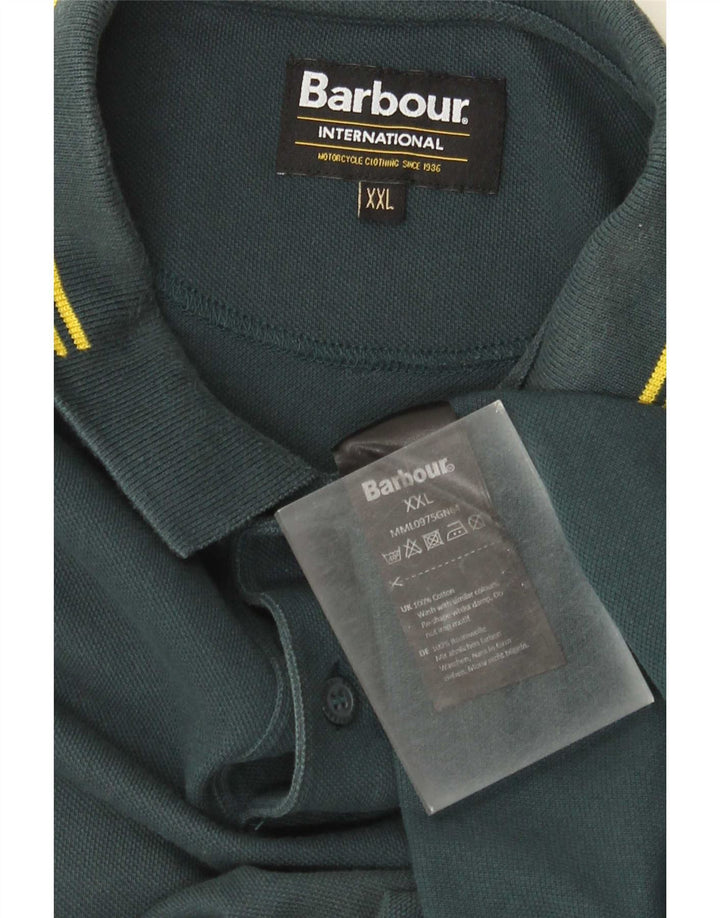 Barbour Mens Polo Shirt 2XL Green Cotton