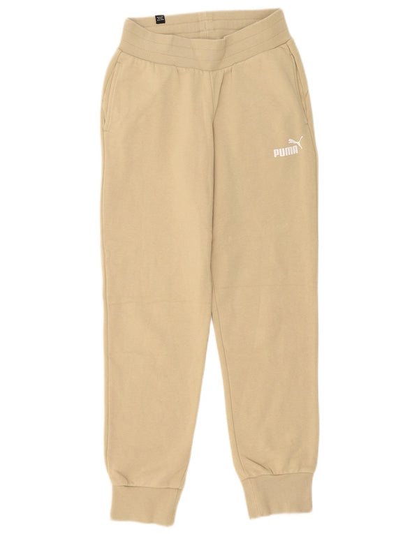 Puma Womens Tracksuit Trousers Joggers UK 2 2XS Beige Cotton