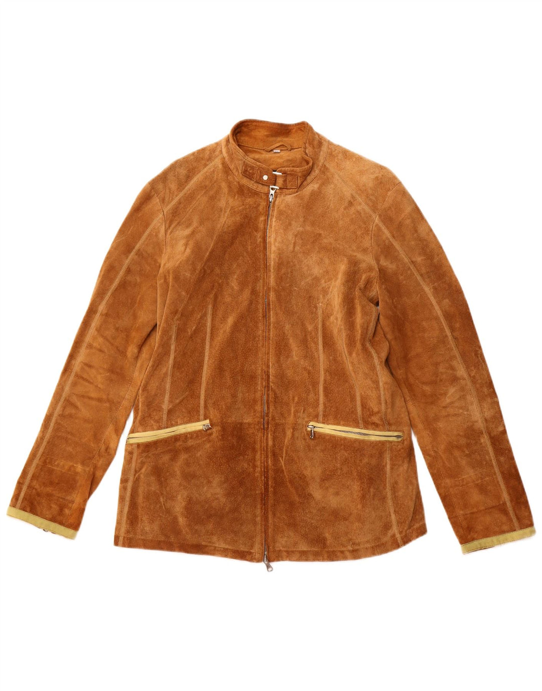 VINTAGE Womens Suede Jacket IT 50 XL Beige Leather