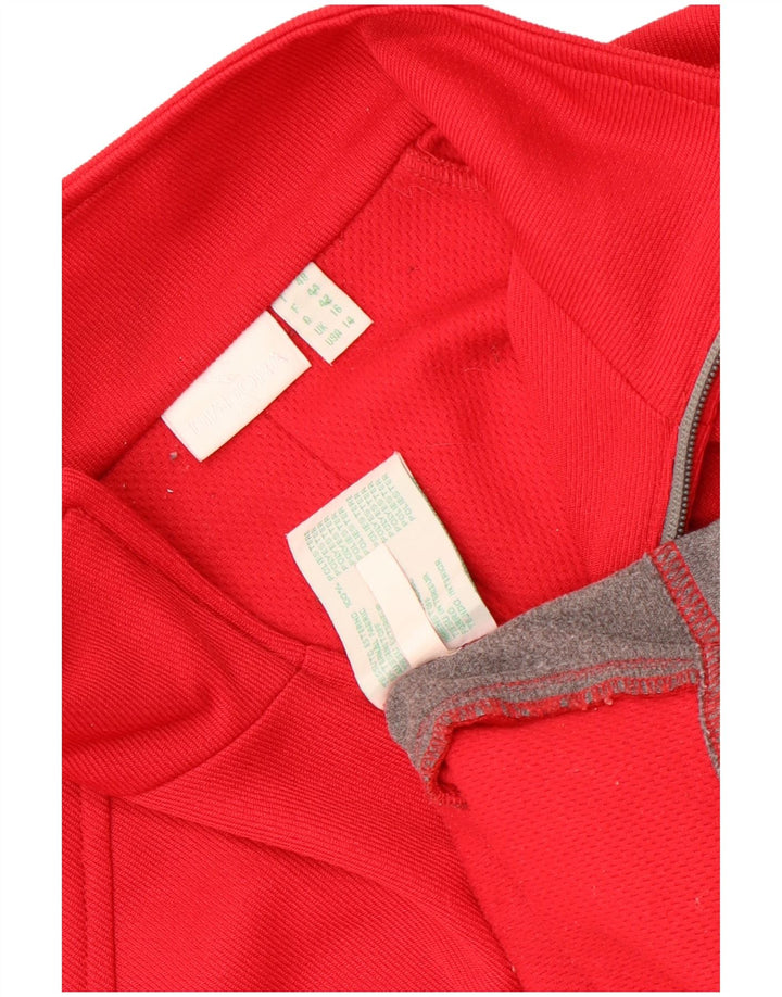Diadora Womens Tracksuit Top Jacket UK 16 Large Red Colourblock Polyester
