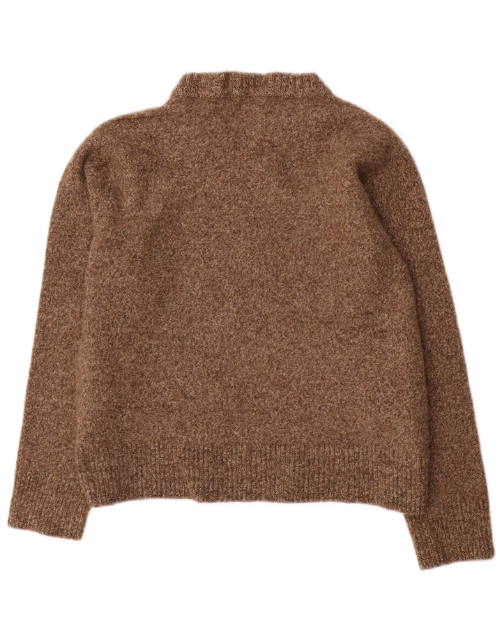 J. CREW Womens Crop Boat Neck Jumper Sweater UK 20 2XL Brown Flecked