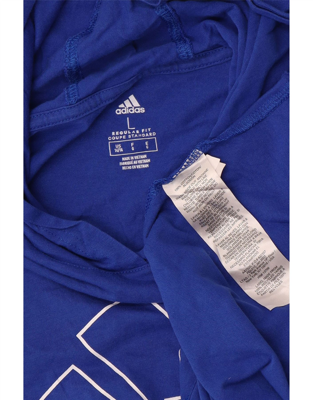Adidas Boys Hooded Graphic Top Long Sleeve 14-15 Years Large Blue Sports