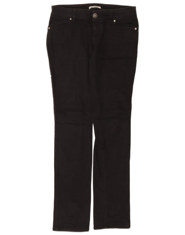 Benetton Womens Low Waist Casual Trousers IT 42 Medium W30 L34 Black Cotton