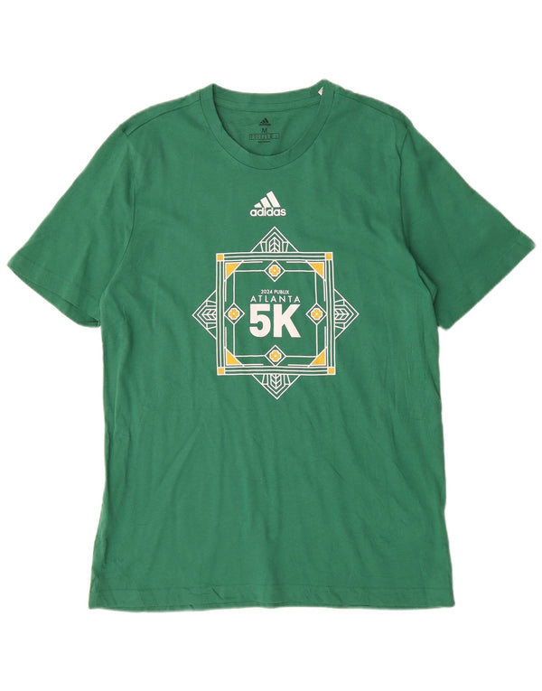 Adidas Mens Graphic T-Shirt Top Medium Green Cotton