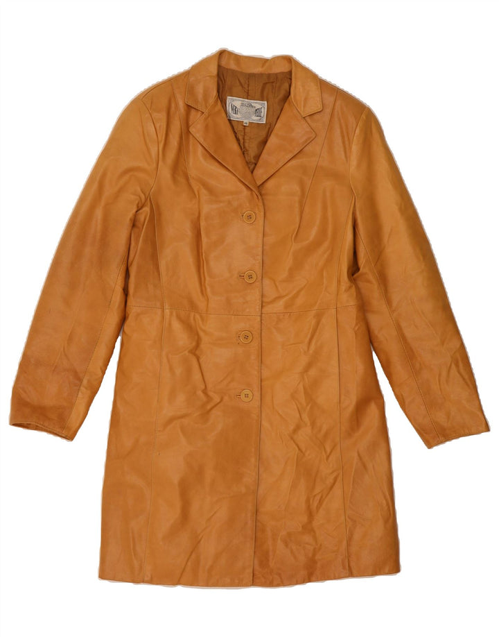 VINTAGE Womens Leather Coat IT 46 Large Beige Leather Vintage Vintage and Second-Hand Vintage from Messina Hembry 