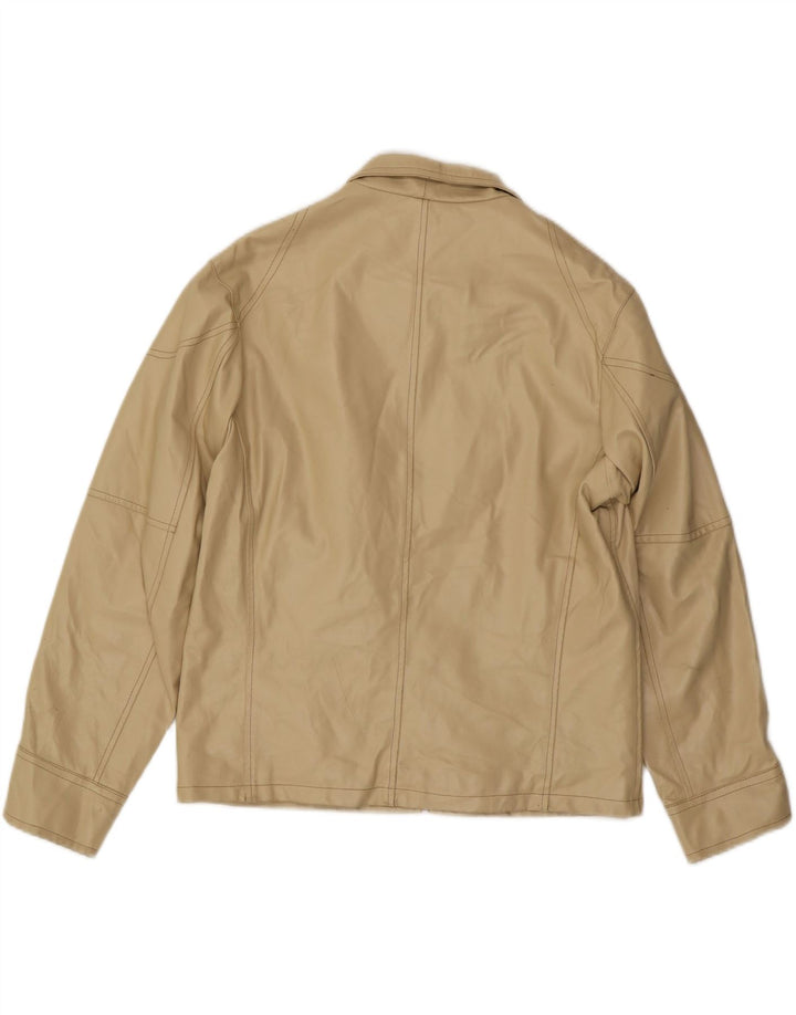 VINTAGE Mens Leather Jacket UK 40 Large Beige Leather