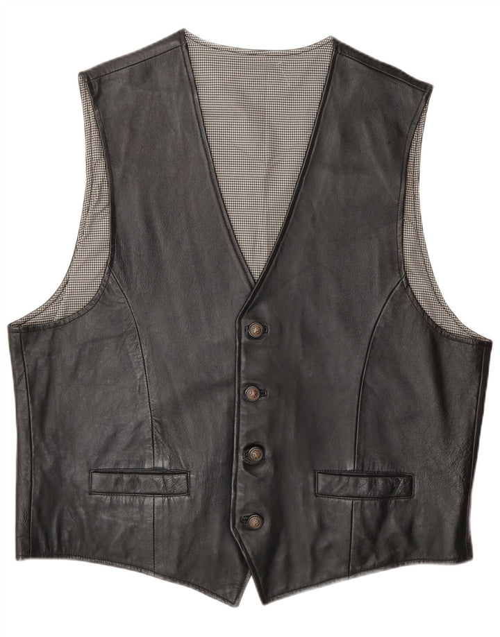 Canada Mens Leather Waistcoat XL Black Leather