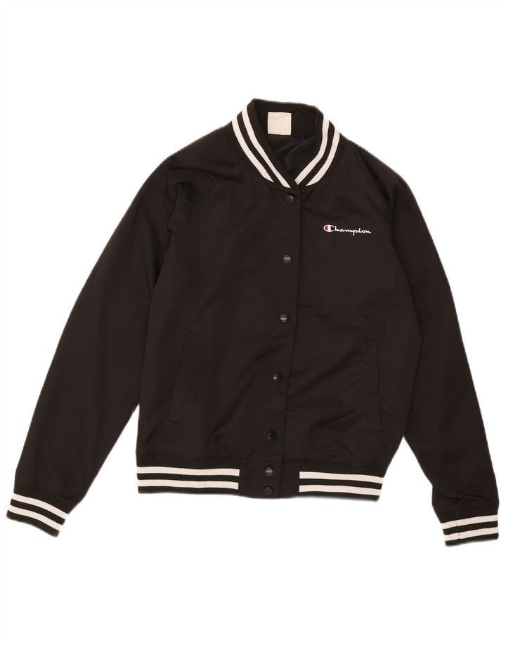 Champion Womens Varsity Jacket UK 10 Small Black Polyester