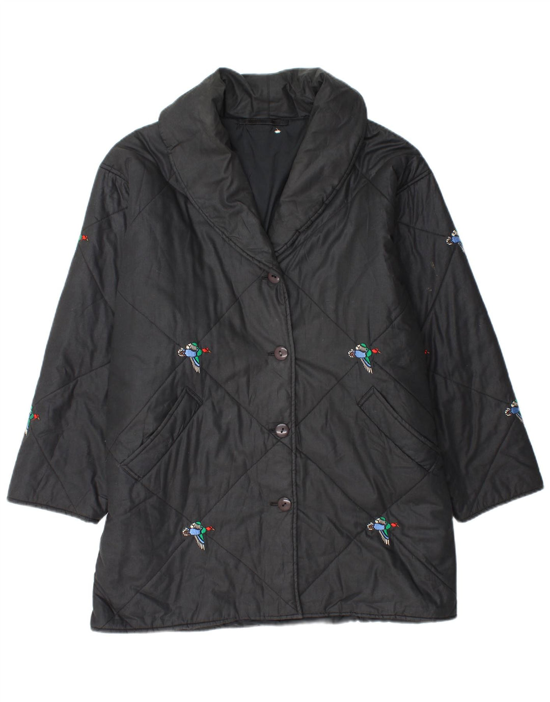 VINTAGE Womens Loose Fit Windbreaker Coat UK 20 2XL Black Animal Print