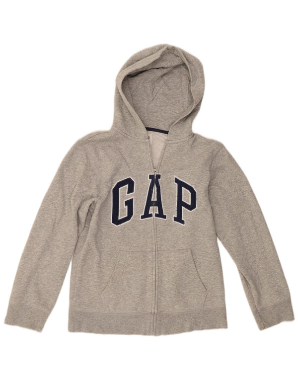 Gap Boys Graphic Zip Hoodie Sweater 13-14 Years 2XL Grey Cotton