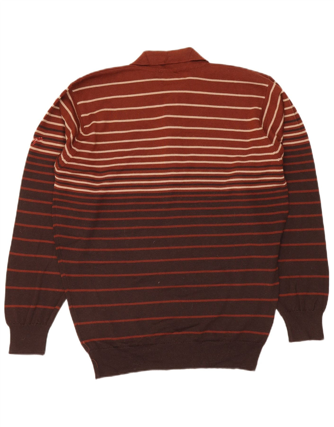 Jaeger Mens Polo Neck Jumper Sweater Small Brown Striped Wool