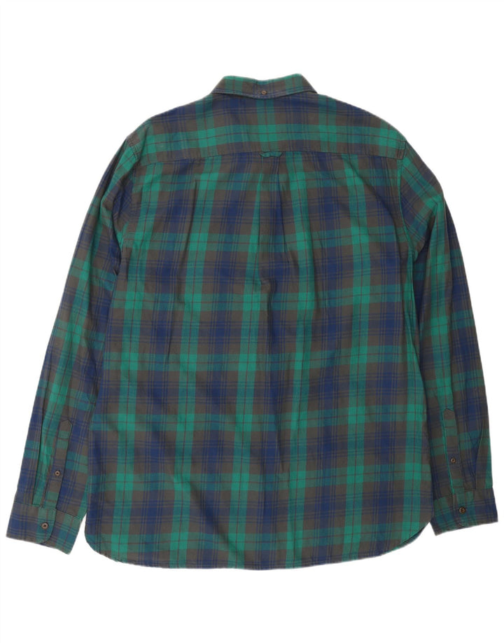 SUPERDRY Mens Flannel Shirt 2XL Green Check Cotton