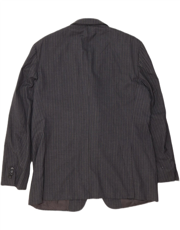 Corneliani Mens 3 Button Blazer Jacket IT 54 2XL Grey Pinstripe Virgin Wool