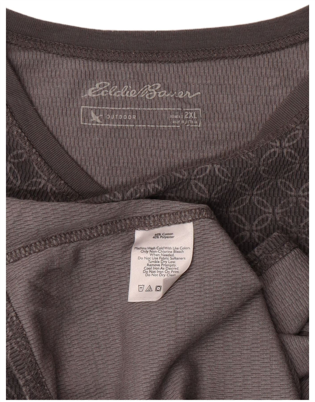 Eddie Bauer Womens Top Long Sleeve UK 20 2XL Grey Geometric Cotton
