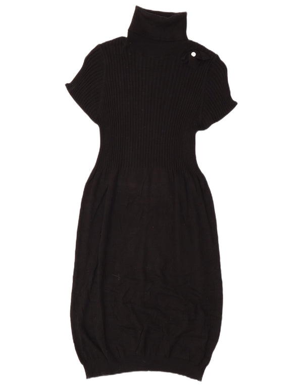 GEOX RESPIRA Womens Short Sleeve Roll Neck Jumper Dress UK 8 Small Black