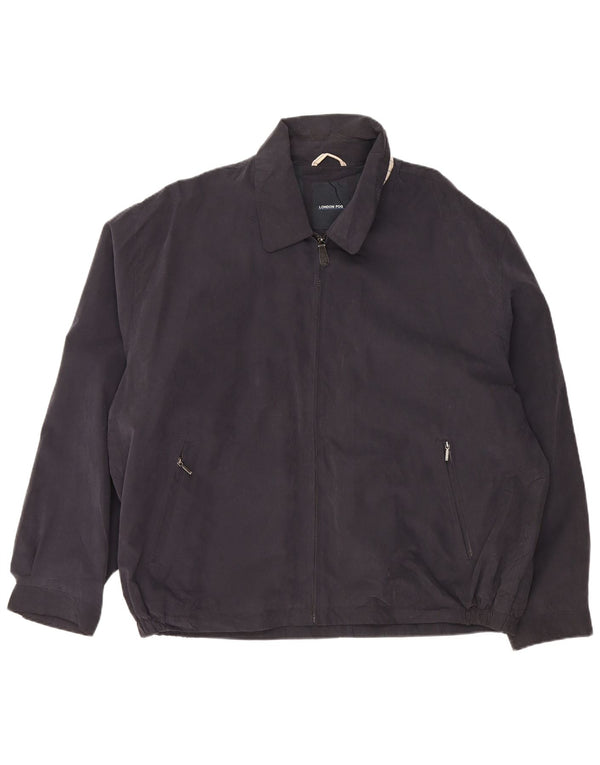 LONDON FOG Mens Bomber Jacket UK 44 2XL Navy Blue Polyester