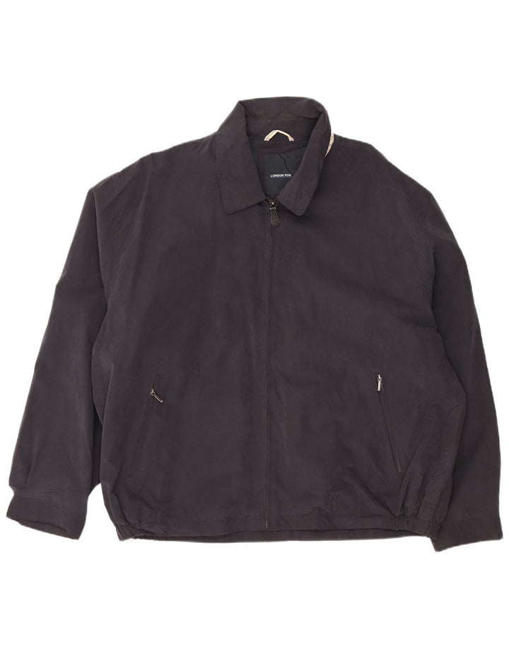 LONDON FOG Mens Bomber Jacket UK 44 2XL Navy Blue Polyester