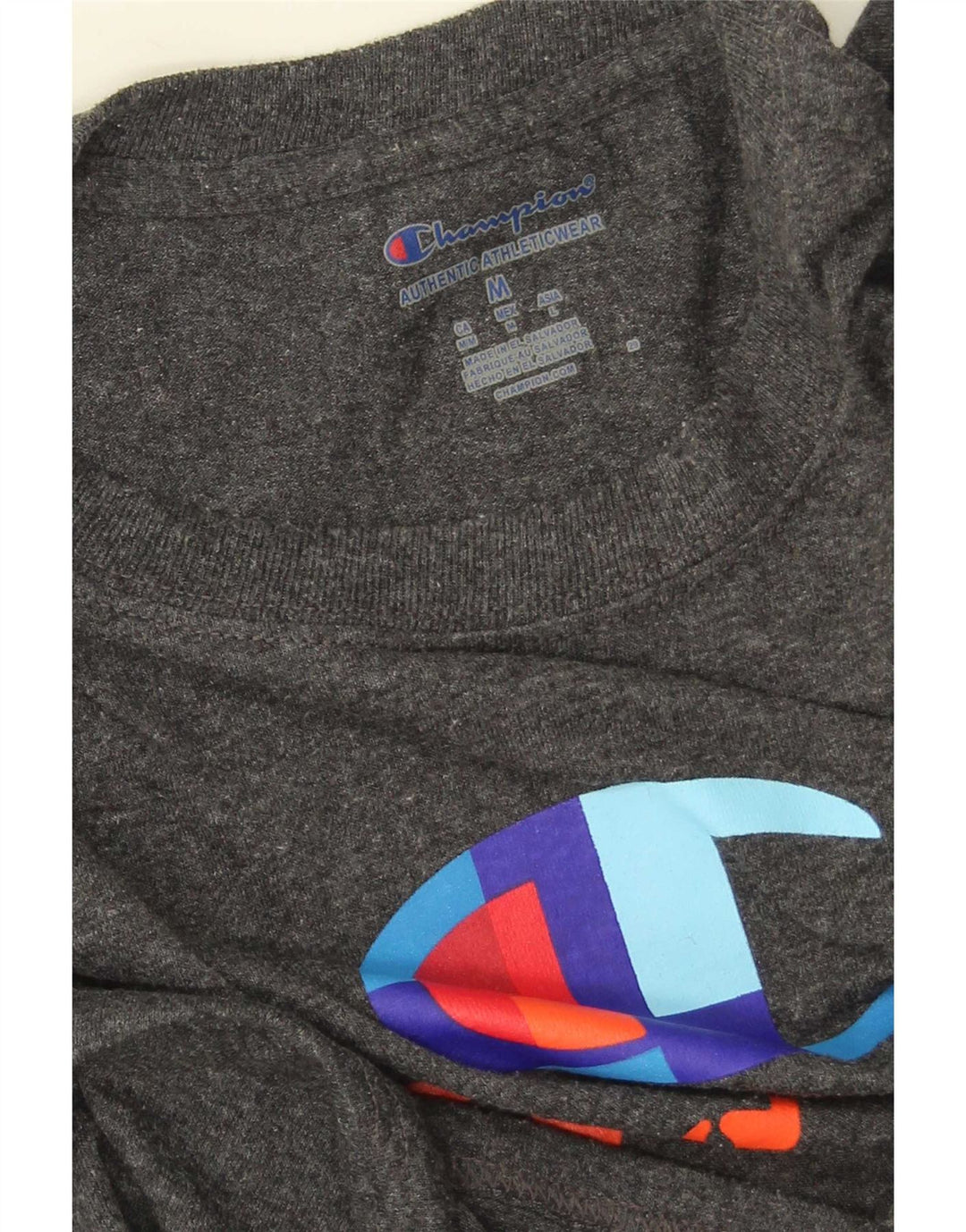 Champion Mens Graphic T-Shirt Top Medium Grey