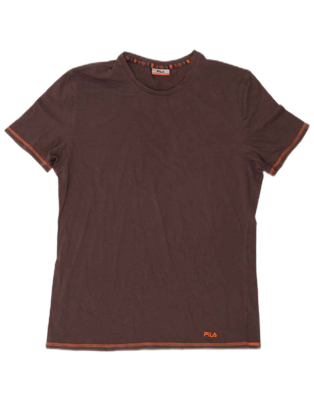 Fila Womens T-Shirt Top UK 14 Medium Brown Cotton
