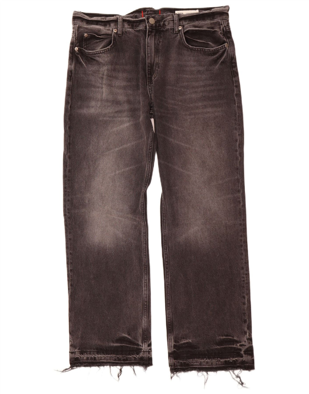 ZARA Womens Distressed Straight Jeans EU 40 Medium W30 L29 Grey Cotton