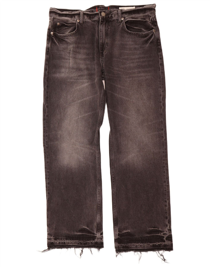 ZARA Womens Distressed Straight Jeans EU 40 Medium W30 L29 Grey Cotton