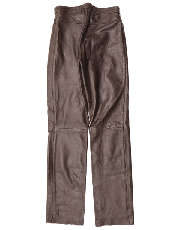 MADDOX Womens Leather Trousers EU 36 Small W26 L32 Brown Leather