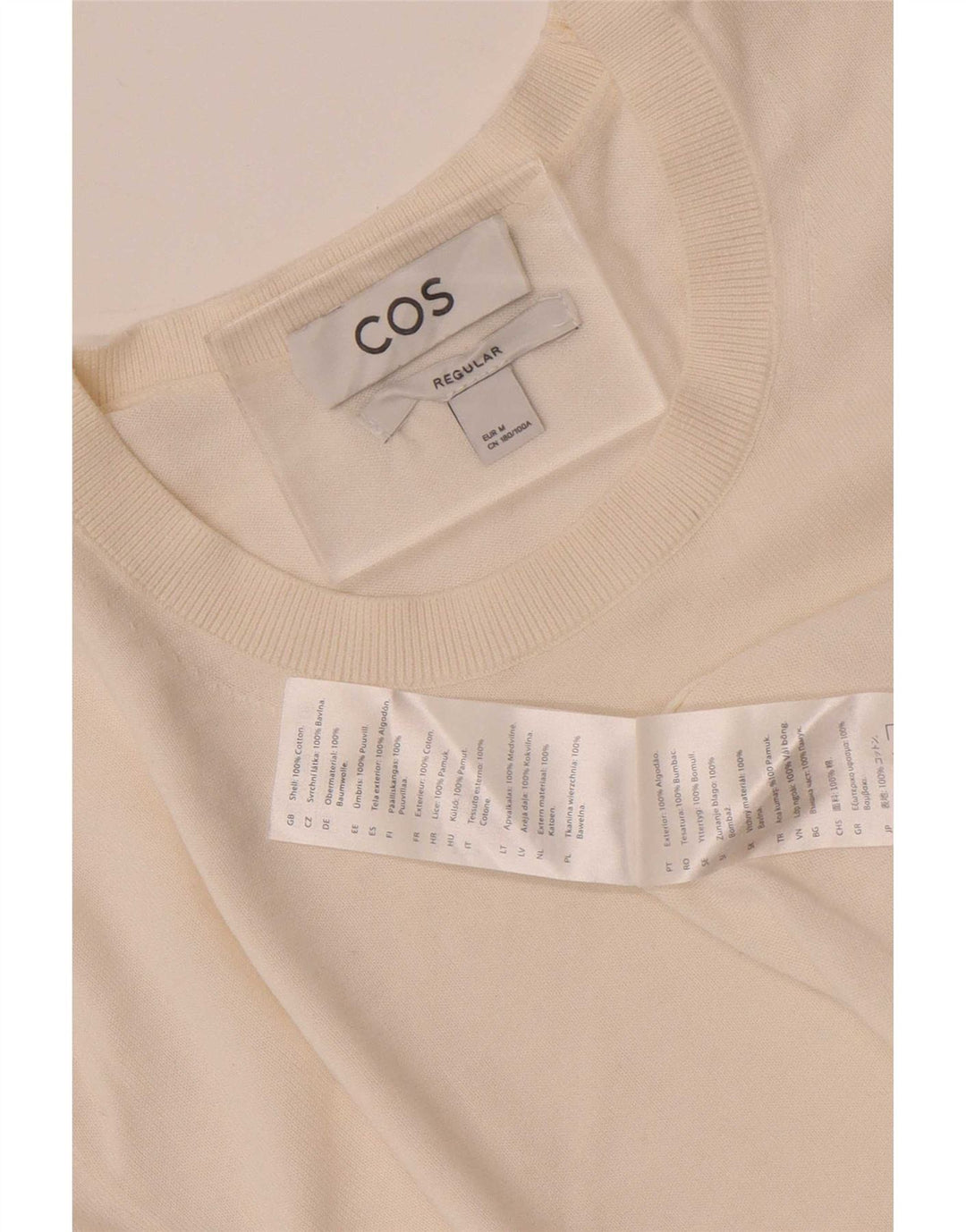 Cos Womens Regular T-Shirt Top UK 14 Medium White Cotton