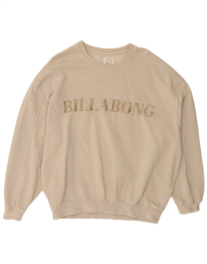 Billabong Womens Oversized Sweatshirt Jumper UK 12 Medium Off White Cotton