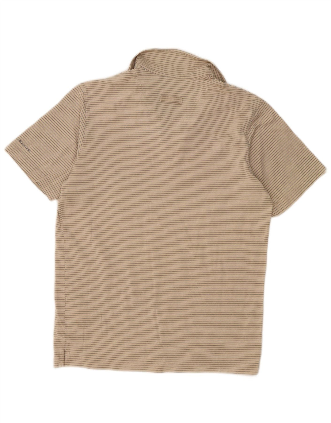 Columbia Mens Polo Shirt Medium Beige Striped Cotton