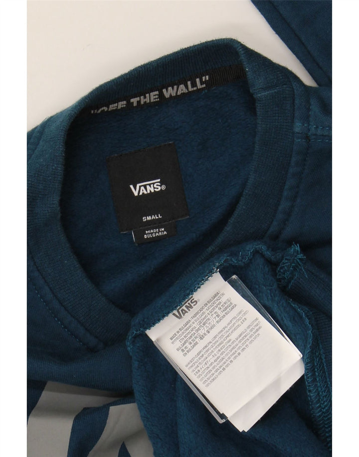 VANS Mens Graphic Sweatshirt Jumper Small Blue Cotton