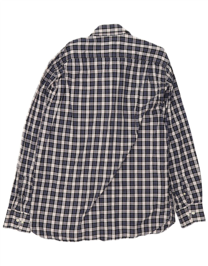 Barbour Mens Flannel Shirt XL Navy Blue Check Cotton