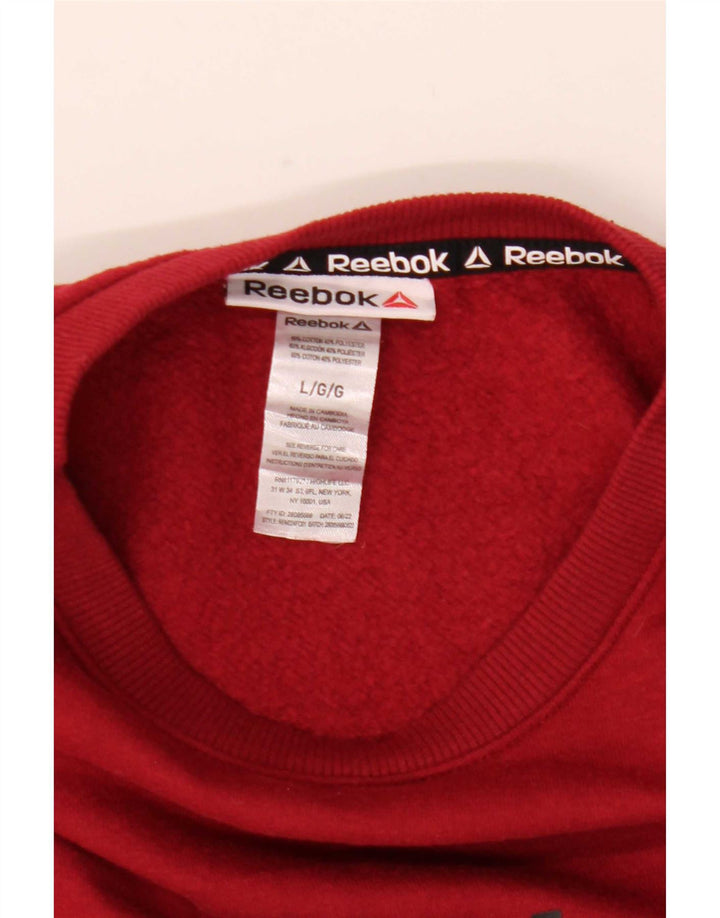Reebok Mens Graphic Sweatshirt Jumper Large Red Cotton