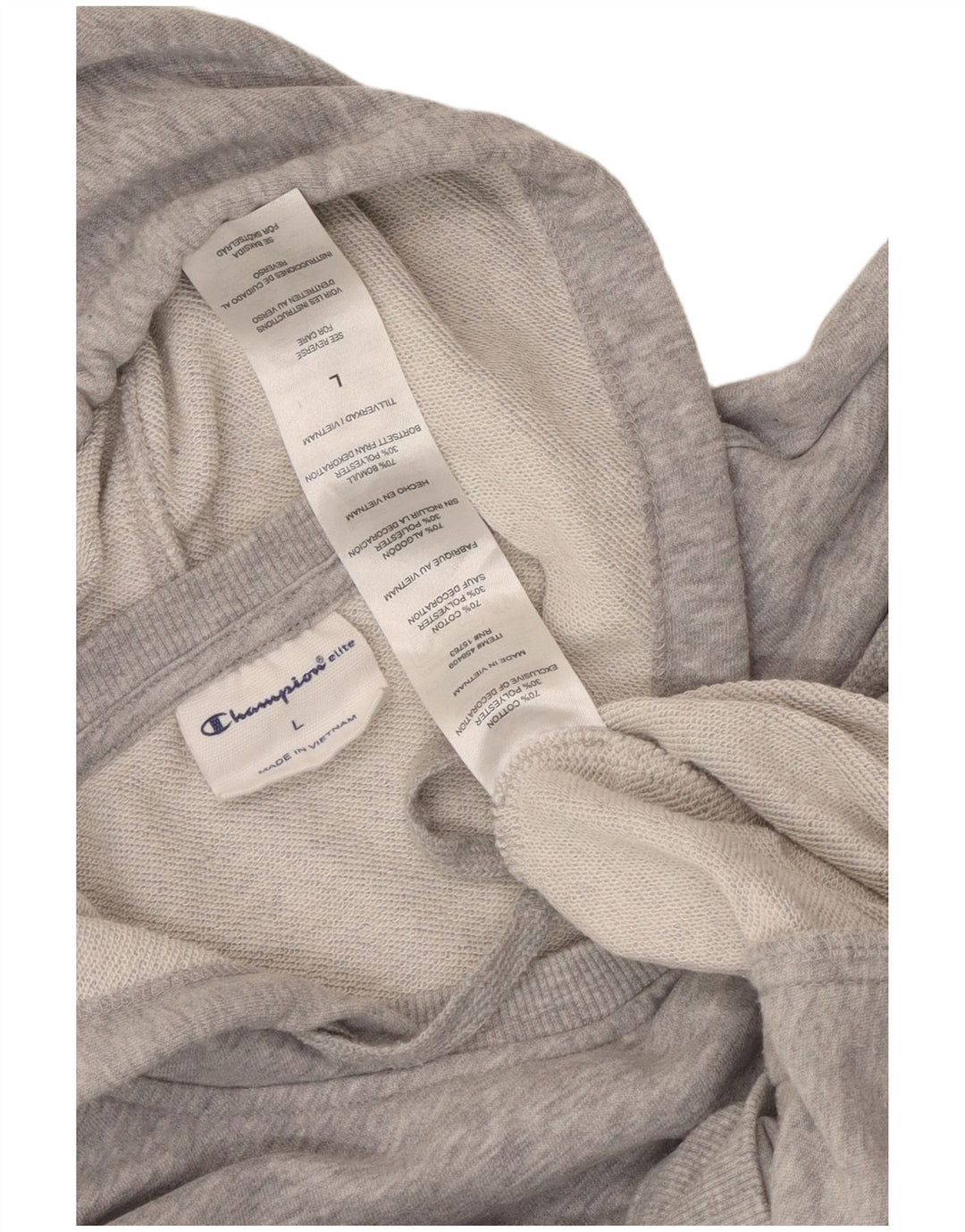 CHAMPION Womens Elite Hoodie Jumper UK 16 Large Grey Flecked Cotton