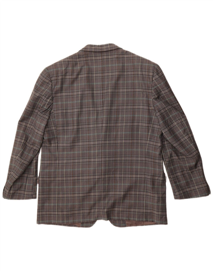 Gianluca Lorenzi Mens 2 Button Blazer Jacket IT 56 3XL Grey Check Wool
