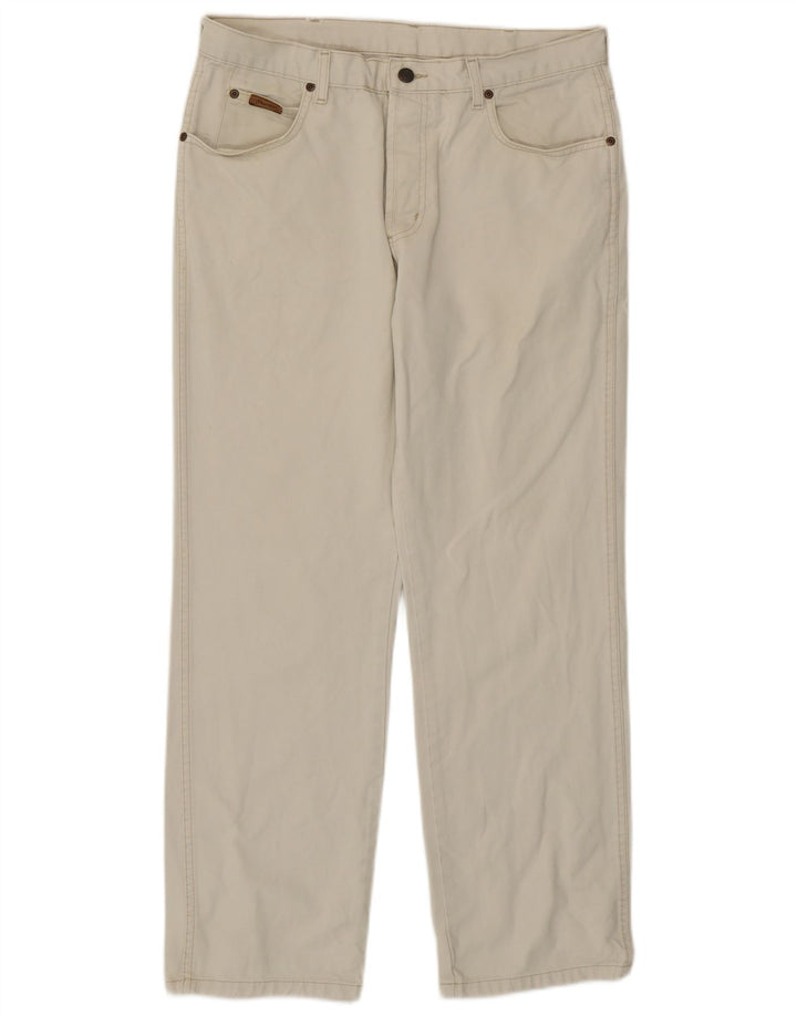 Wrangler Mens Straight Jeans W34 L30 Off White Cotton