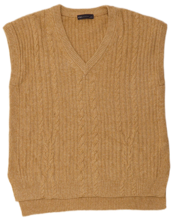 MARKS & SPENCER Mens Vest Tank Top Medium Beige Cotton
