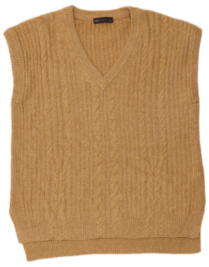 MARKS & SPENCER Mens Vest Tank Top Medium Beige Cotton